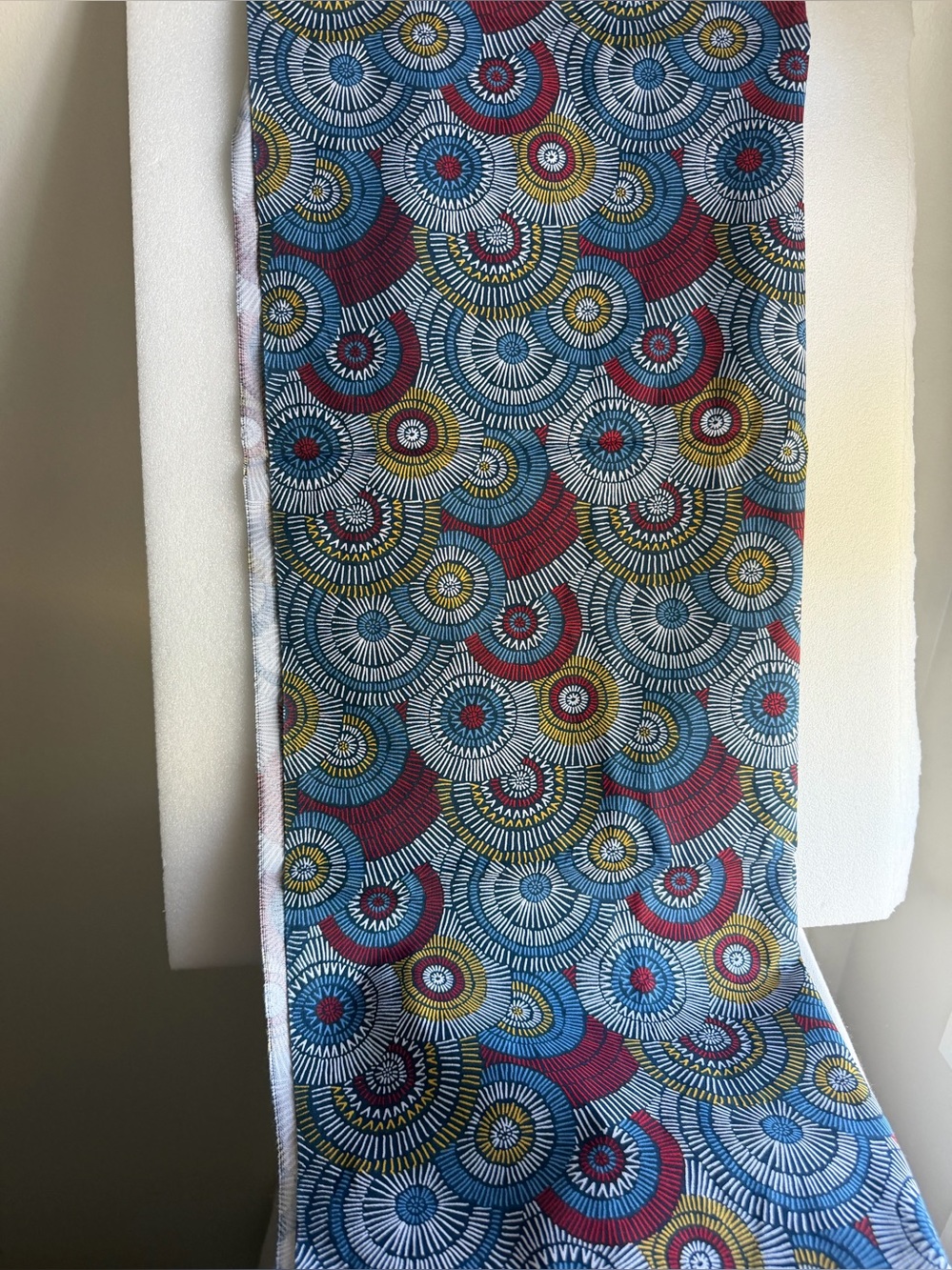 African Inspired Fabric 1 Yard 44" Joann Blue Red Yellow Geometric Circle Print